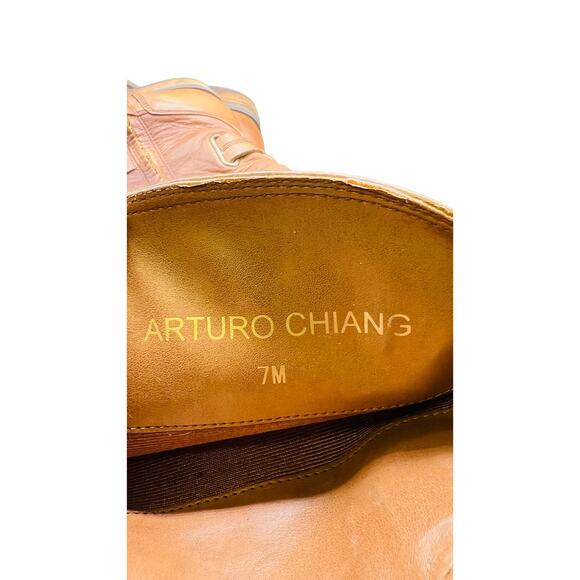 👢 Arturo Chiang Brown Tall Leather Boots Women’s 7M – Buckle Strap Riding Style - Picture 7 of 8